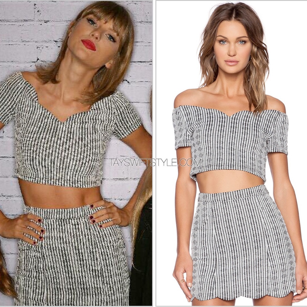 MINKPINK checkered sweetheart crop top - Picture 1 of 7
